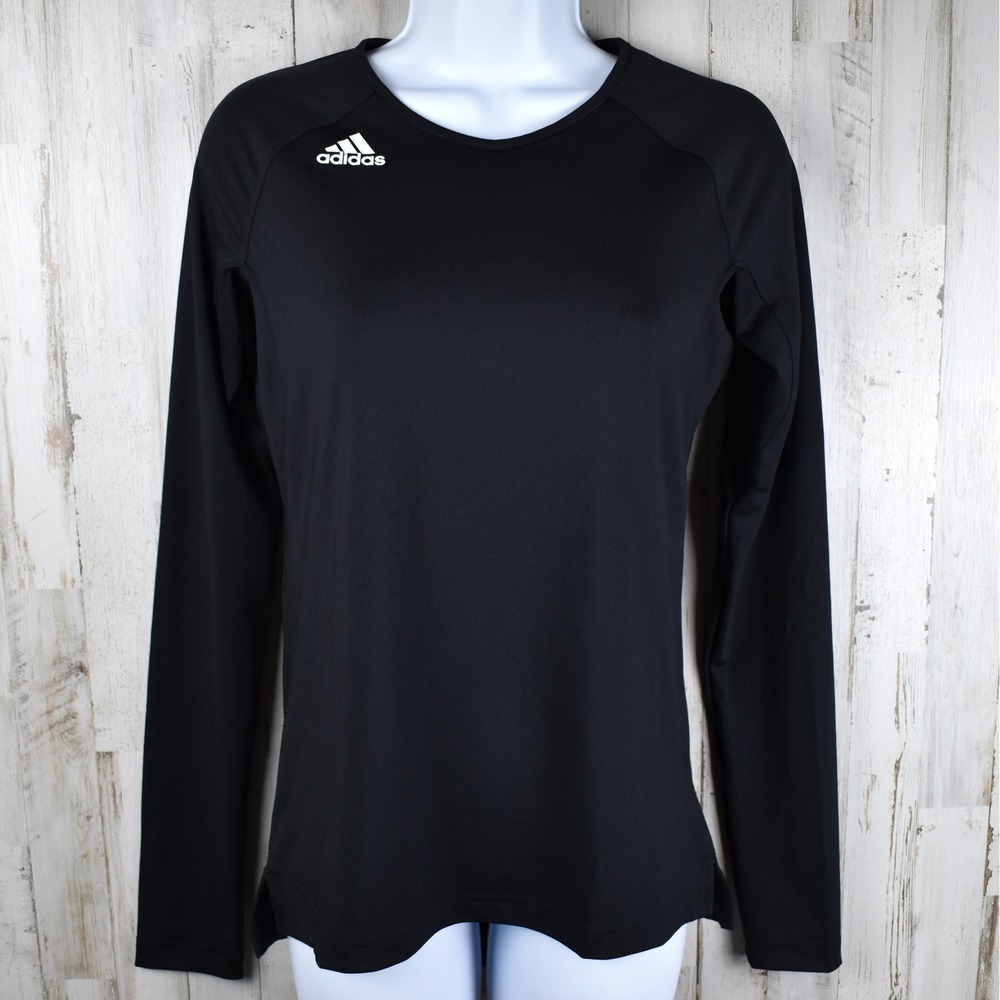 Adidas Long Sleeve Performance Top Womens XS Black Activewear Mesh Vent Workout